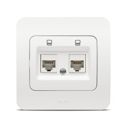 jazz priza utp 2xrj45 cat6e, alb mat, elbi