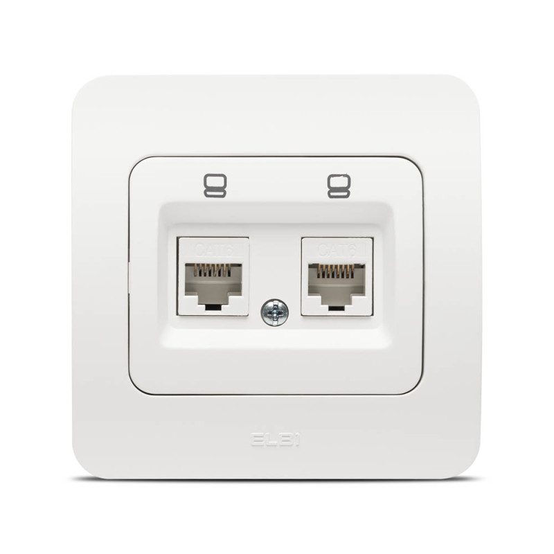 jazz priza utp 2xrj45 cat6e, alb mat, elbi