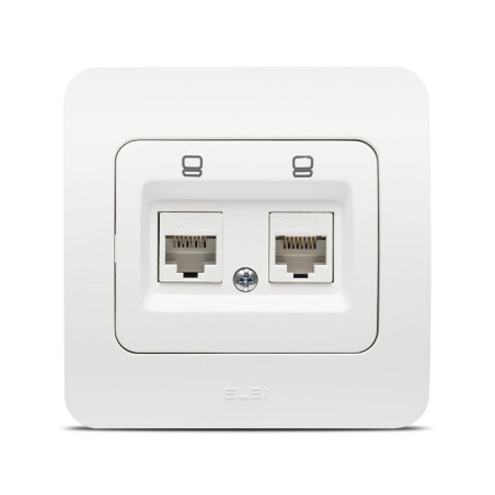 jazz priza utp 2xrj45 cat6e, alb mat, elbi