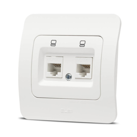 jazz priza utp 2xrj45 cat6e, alb mat, elbi