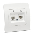 jazz priza utp 2xrj45 cat6e, alb mat, elbi