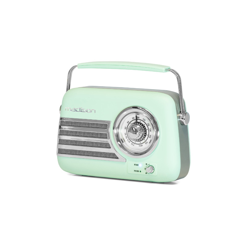 radio fm portabil nostalgia 15w cu functie bluetooth/aux - verde