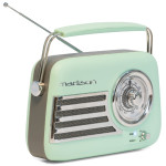 radio fm portabil nostalgia 15w cu functie bluetooth/aux - verde