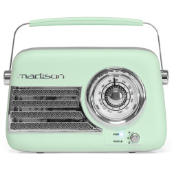 radio fm portabil nostalgia 15w cu functie bluetooth/aux - verde