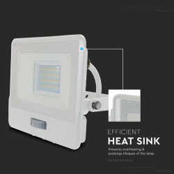 reflector led smd 20w 400k ip65 cu senzor miscare - alb