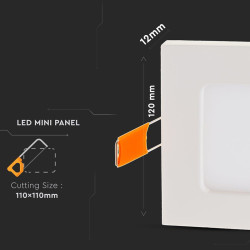 panou led patrat incorporabil 6w 6400k alb rece