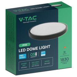 plafoniera led 18w ip44 4000k alb neutru - negru