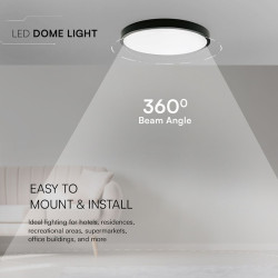 plafoniera led 24w ip44 6500k alb rece - negru