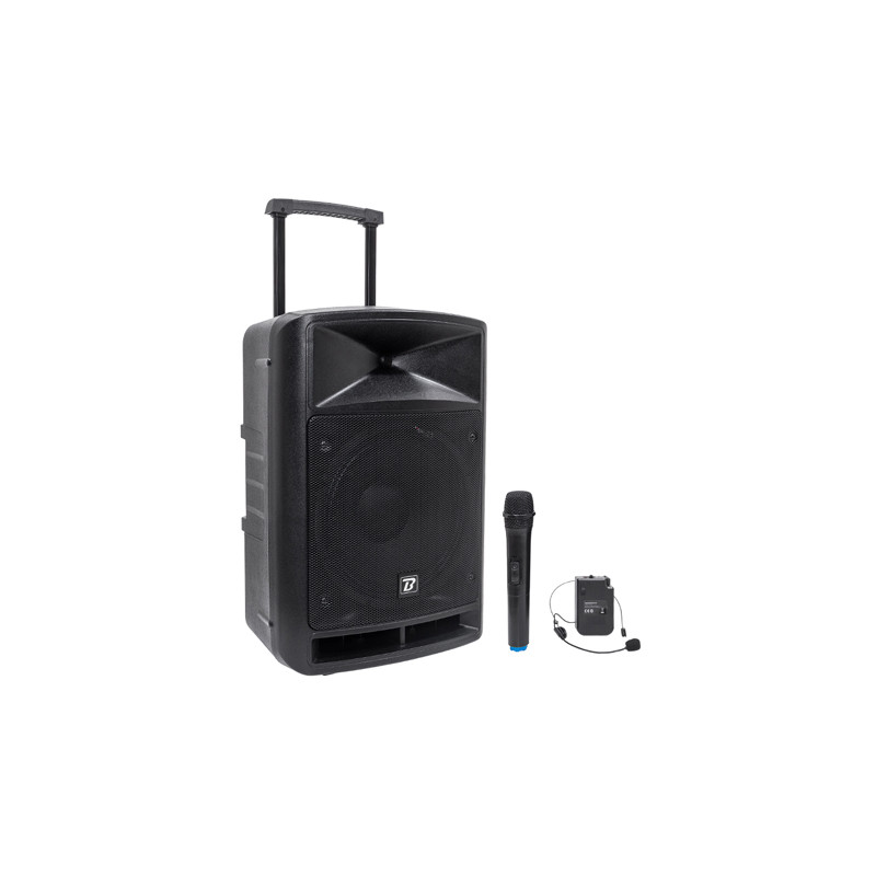 boxa portabila 12''/30cm + tweeter 250w bt/usb/fm/sd + 2mic vhf