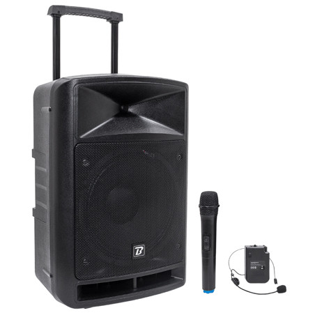 boxa portabila 12''/30cm + tweeter 250w bt/usb/fm/sd + 2mic vhf