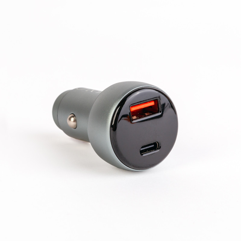adaptor bricheta auto cu tip c pd si priza usb, incarcare rapida - afisaj de tensiune - 48w
