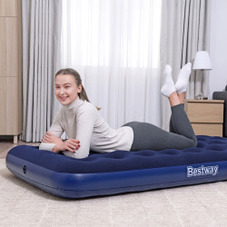 saltea gonflabila - single, velour - albastru - 188 x 99 x 22 cm