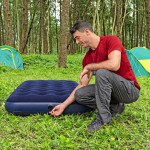 saltea gonflabila - single, velour - albastru - 188 x 99 x 22 cm