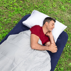 saltea gonflabila - single, velour - albastru - 188 x 99 x 22 cm