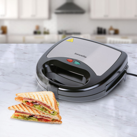 sandwich maker- 3 in 1 - 220-240v - 800w - argintiu/negru
