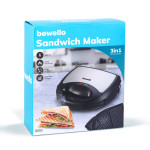 sandwich maker- 3 in 1 - 220-240v - 800w - argintiu/negru