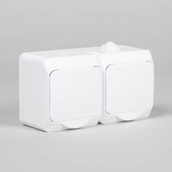 priza dubla pt ip44, alb, schuko