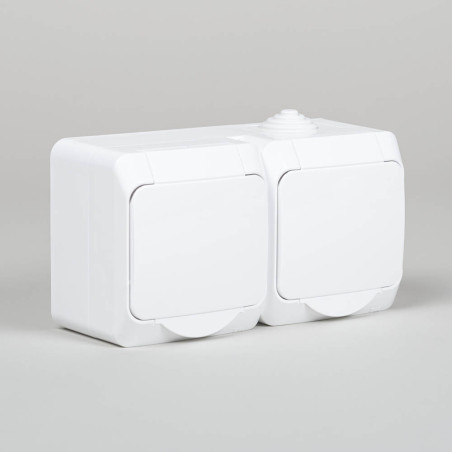 priza dubla pt ip44, alb, schuko