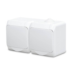 priza dubla pt ip44, alb, schuko