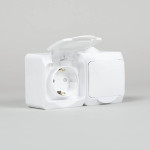 priza dubla pt ip44, alb, schuko