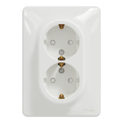 noua sedna priza dubla, alb, schneider