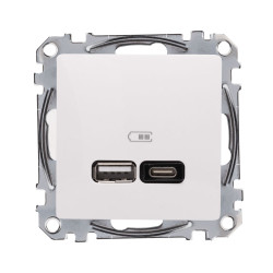 noua sedna mec priza usb a+c 2,4a, alb, schneider