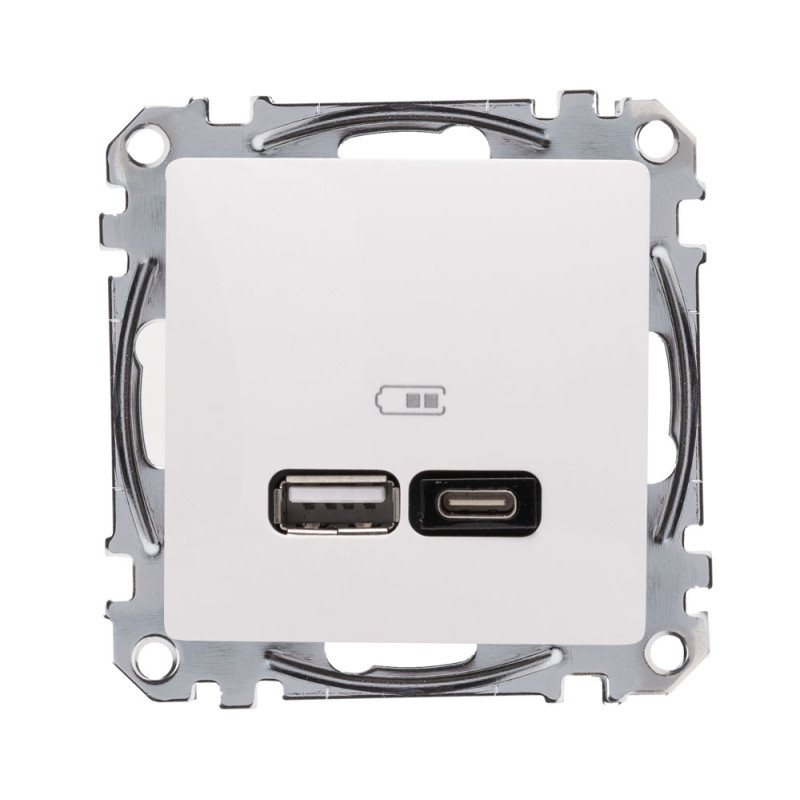 noua sedna mec priza usb a+c 2,4a, alb, schneider