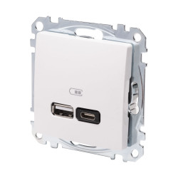 noua sedna mec priza usb a+c 2,4a, alb, schneider