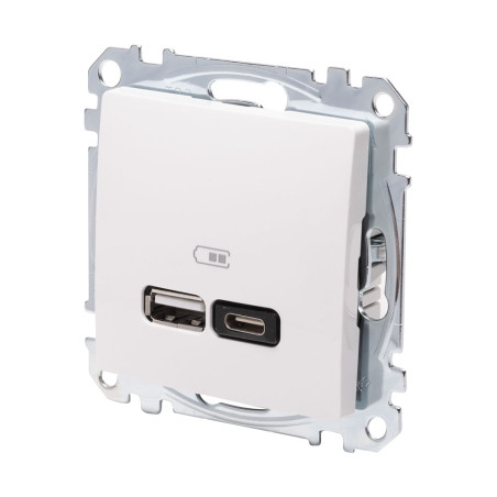 noua sedna mec priza usb a+c 2,4a, alb, schneider