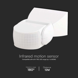 senzor de miscare 300w 180gr ip65 - alb