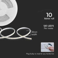 banda led smd 2835 10.5w/m 220-240v ip65 verde rola 10m