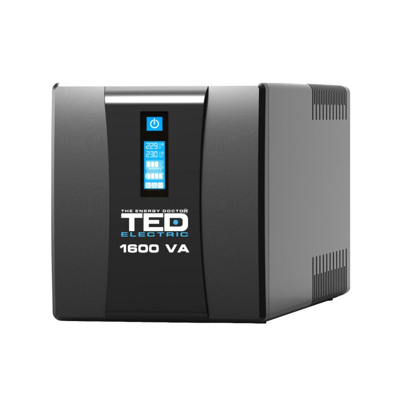 ups 1600va 900w cu stabilizator si management, 4x schuko, ecran lcd si 2x acumulator 12v 9ah, ted electric TED004642