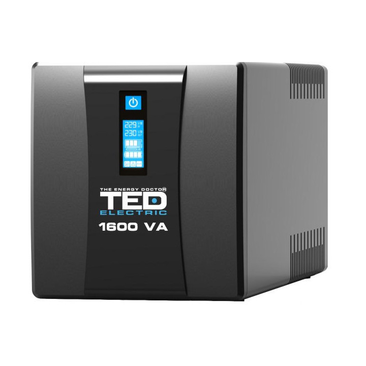 ups 1600va 900w cu stabilizator si management, 4x schuko, ecran lcd si 2x acumulator 12v 9ah, ted electric TED004642