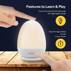 lampa de veghe smart vava va-cl006 led cu reglare touch a intensitatii, lumina calda si rece