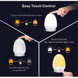 lampa de veghe smart vava va-cl006 led cu reglare touch a intensitatii, lumina calda si rece