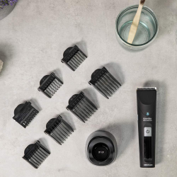 masina de tuns cecotec bamba precisioncare , fara fir, cap titan, lcd, 8 capete