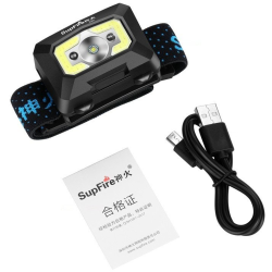 lanterna led pentru cap supfire x30, usb, 500lm, 130m