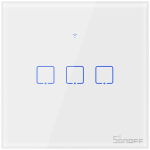 intrerupator smart  cu touch wifi + rf 433 sonoff t1 eu tx, (3 canale)