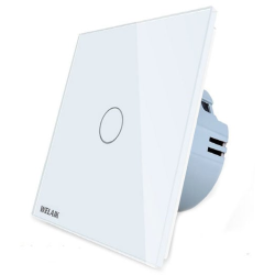 intrerupator simplu cu touch welaik panou din sticla, alb