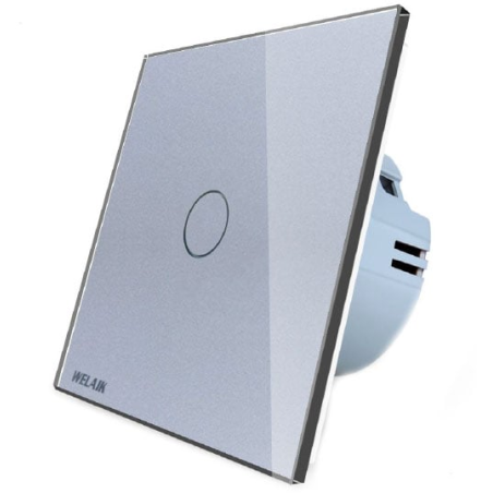 intrerupator simplu cu touch welaik panou din sticla, gri