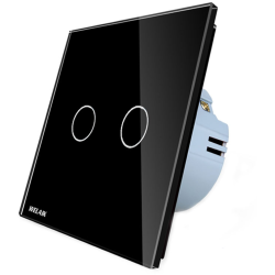 intrerupator dublu cu touch welaik panou din sticla, negru