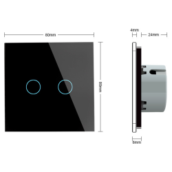 intrerupator dublu cu touch welaik panou din sticla, negru