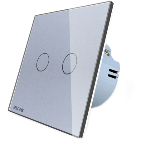 intrerupator dublu cu touch welaik panou din sticla, gri