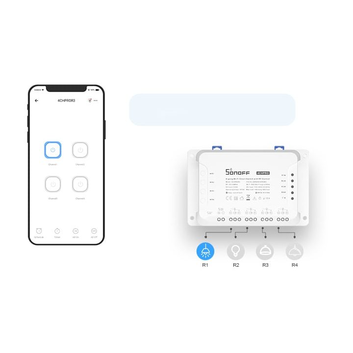releu smart wireless sonoff 4chr3, 4 canale, alexa   google home