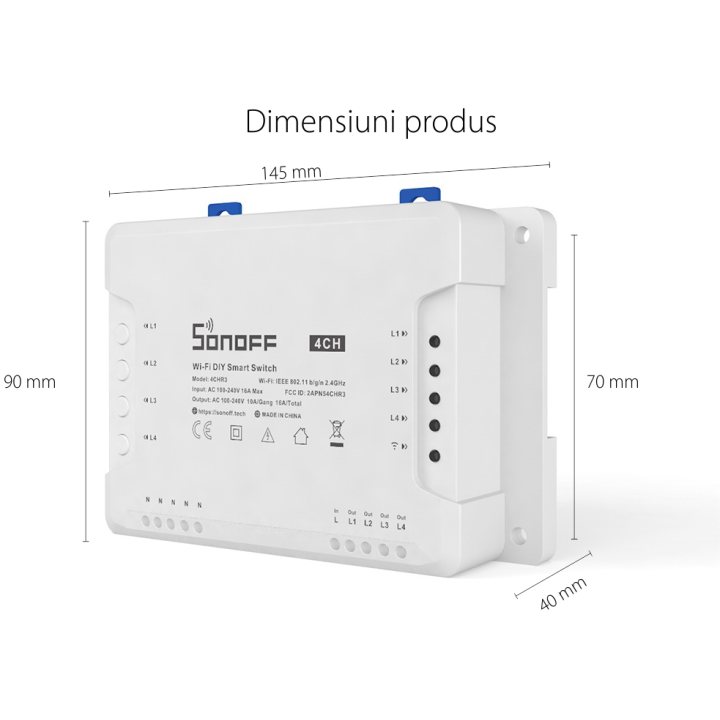 releu smart wireless sonoff 4chr3, 4 canale, alexa   google home