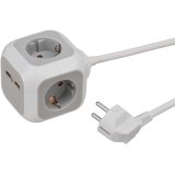 prelungitor brennenstuhl forma de cub cu prize si usb, 1.4m