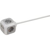 prelungitor brennenstuhl forma de cub cu prize si usb, 1.4m