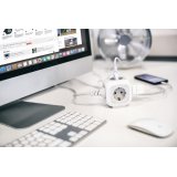 prelungitor brennenstuhl forma de cub cu prize si usb, 1.4m
