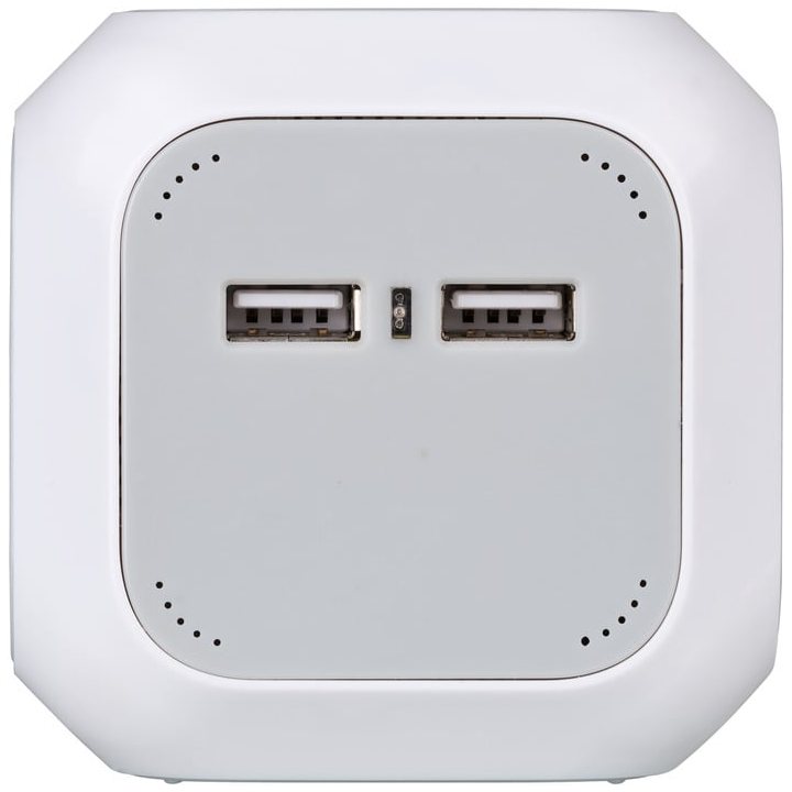 prelungitor brennenstuhl forma de cub cu prize si usb, 1.4m