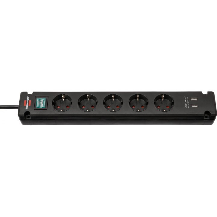 prelungitor brennenstuhl bremounta 5 prize, 2 usb-uri, 3m, buton on off, prindere in suruburi